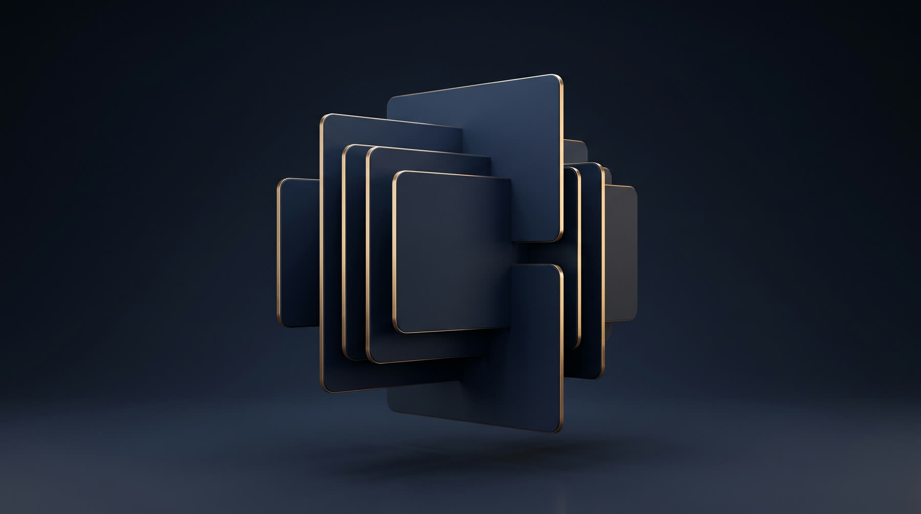 Composición de módulos de AECO360° en navy y dorado - arma tu plan a medida