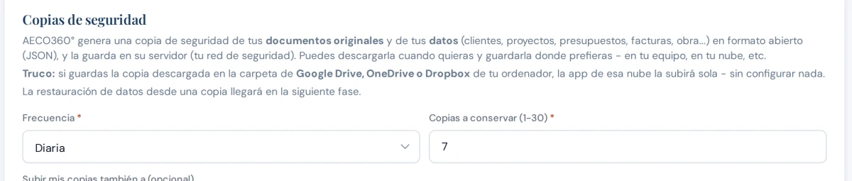 Vista de Documentos y datos, copiados solos